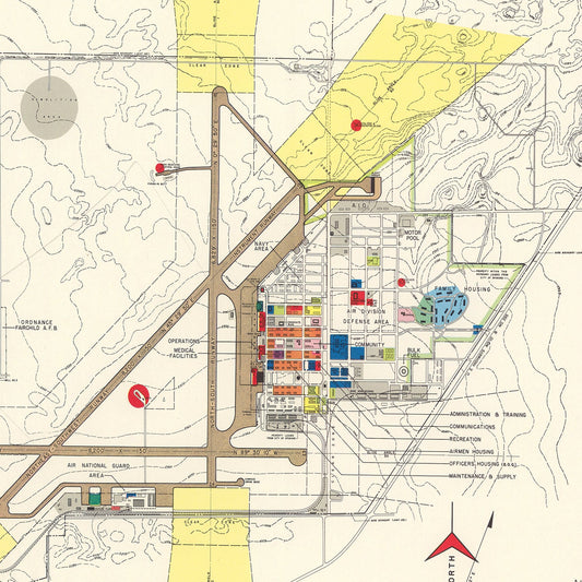 Vintage Map of Geiger Field, Spokane, 1952
