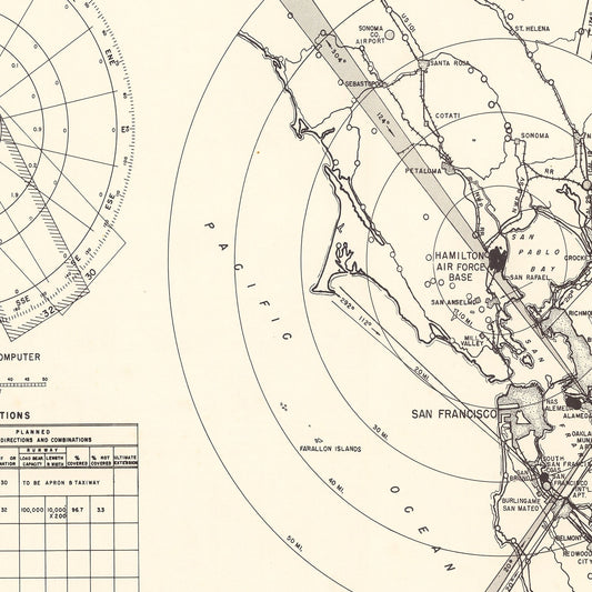 Vintage Map of Hamilton Air Force Base Vicinity, California, 1951