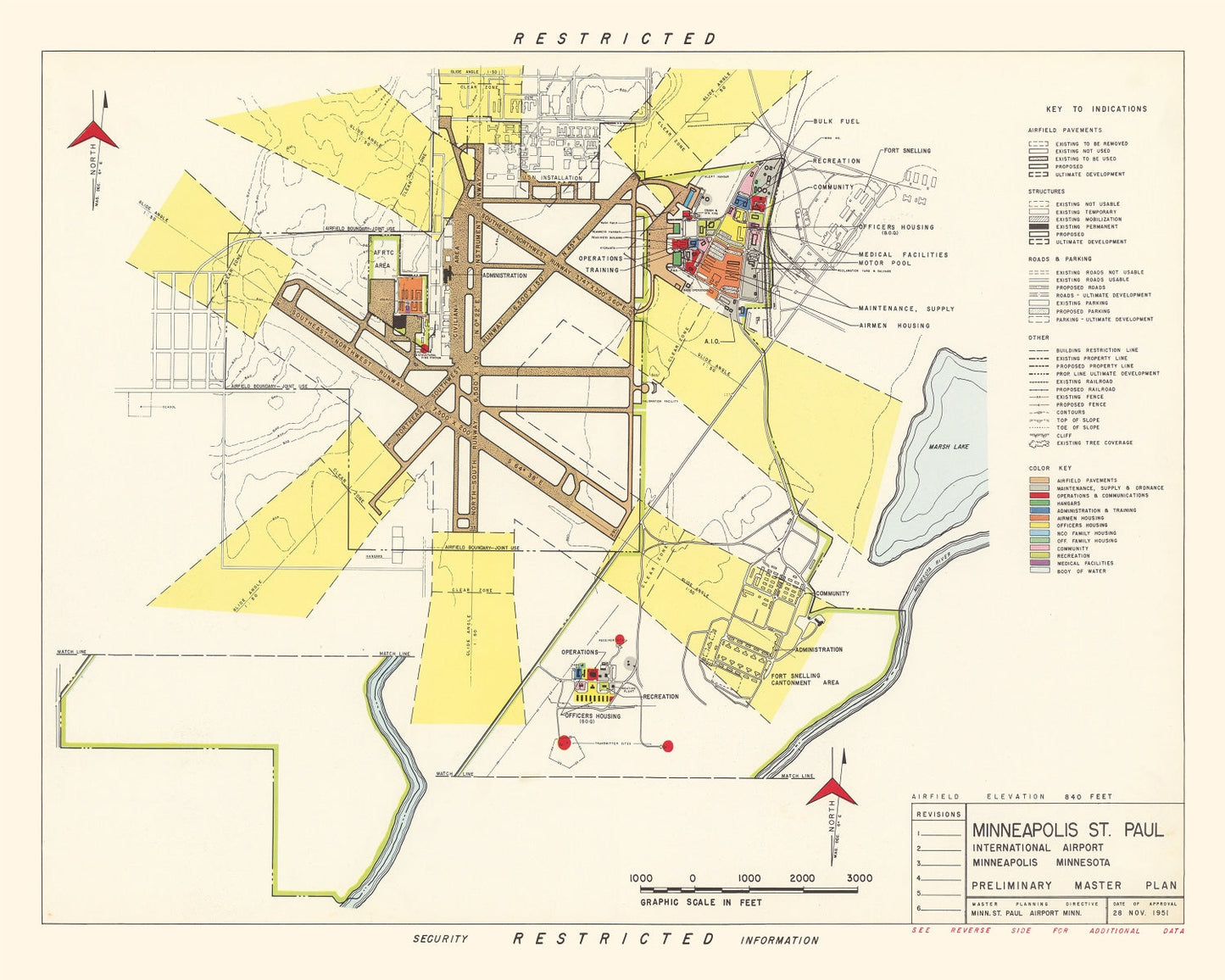 Vintage Map of Minneapolis-St. Paul Airport, 1951