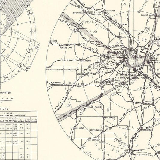 Vintage Map of Minneapolis-St. Paul Airport Vicinity, Minnesota, 1951