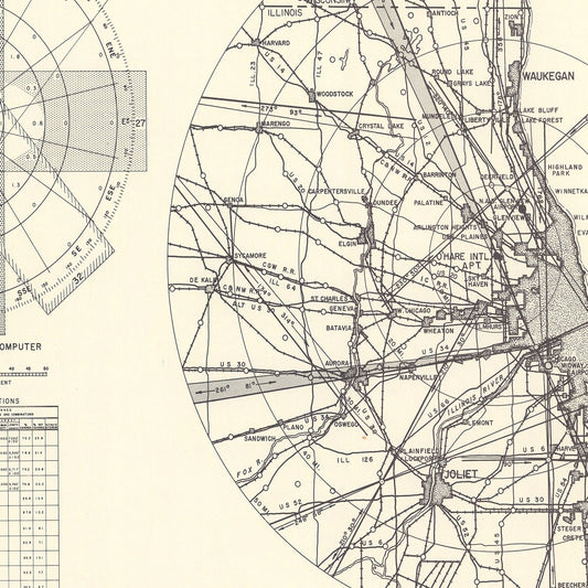 Vintage Map of O'Hare International Airport Vicinity, Illinois, 1951