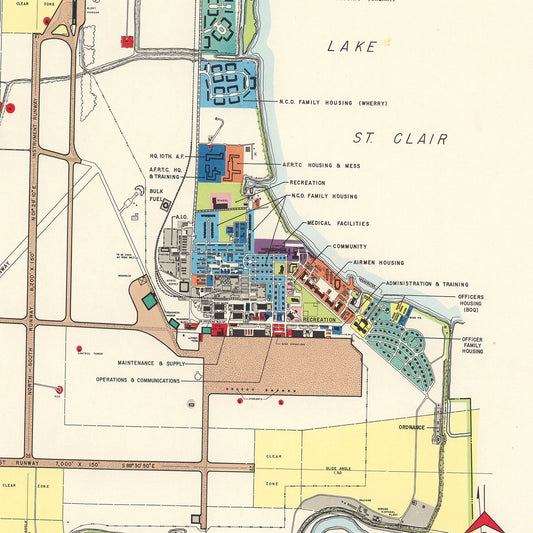 Vintage Map of Selfridge Air Force Base, 1952