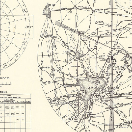 Vintage Map of Selfridge Air Force Base Vicinity, 1952
