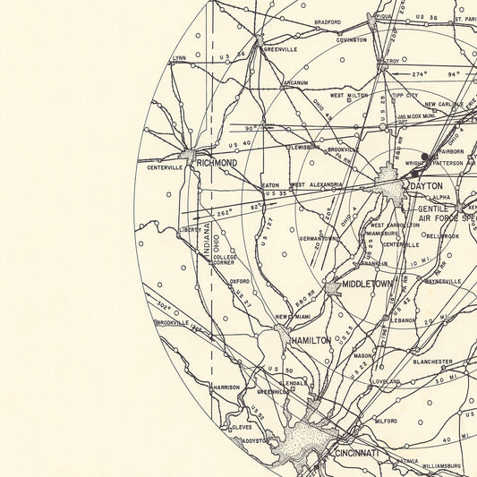 Vintage Map of Gentile Air Force Depot Vicinity, Ohio, 1952