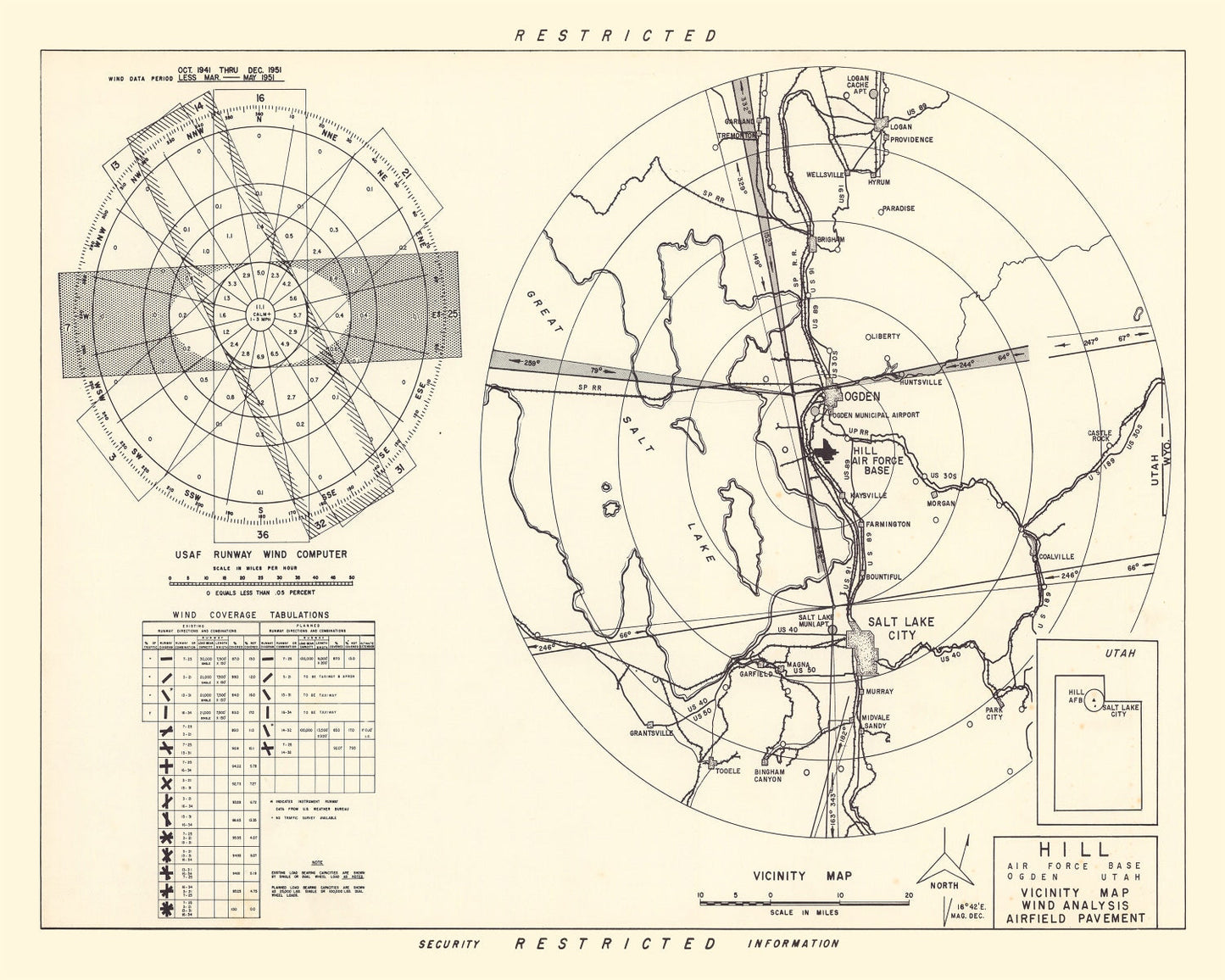 Vintage Map of Hill Air Force Base Vicinity, Utah, 1952