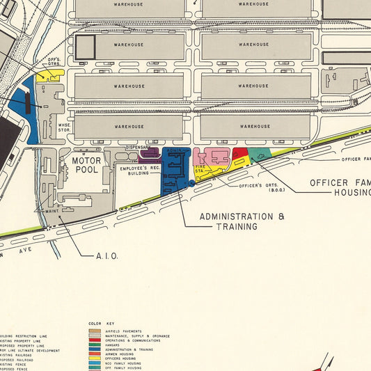 Vintage Map of Mallory Air Force Depot, Memphis, 1952
