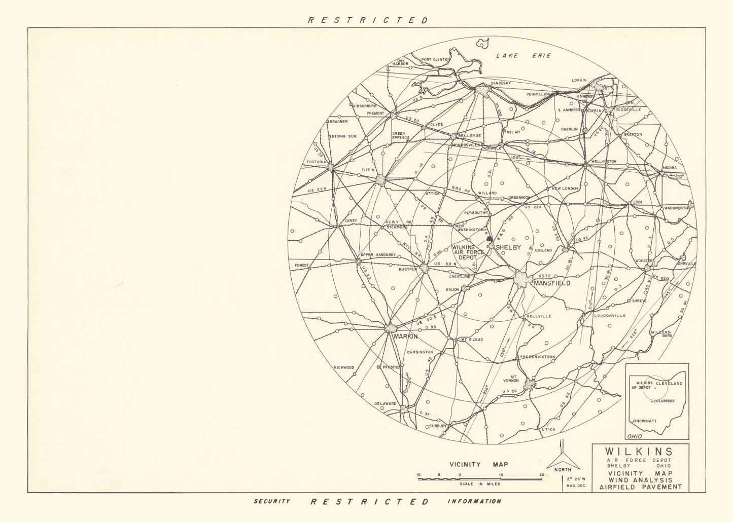 Vintage Map of Wilkins Air Force Depot Vicinity, 1952