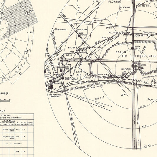 Vintage Map of Eglin Air Force Base Vicinity, Florida 1952