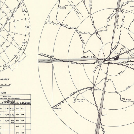 Vintage Map of Amarillo Air Force Base Vicinity, Texas, 1952