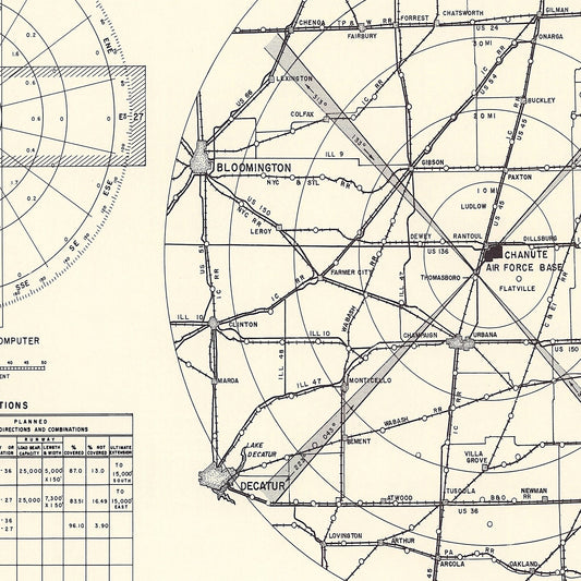 Vintage Map of Chanute Air Force Base Vicinity, Illinois 1951