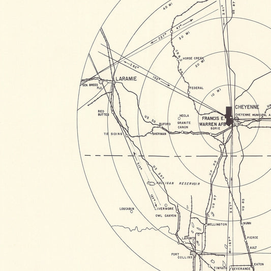 Vintage Map of Francis E. Warren Air Force Base Vicinity, Wyoming, 1952