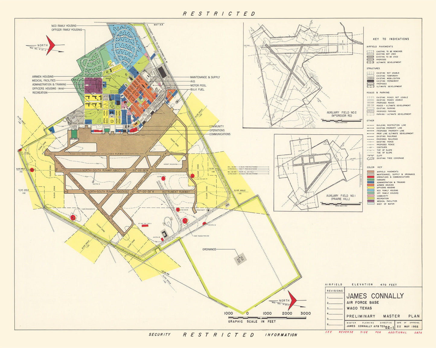 Vintage Map of Waco & James Connally AFB, McLennan County, Texas, 1952