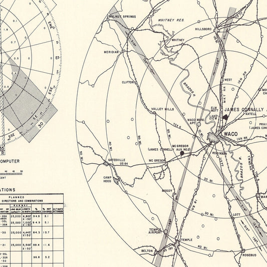 Vintage Map of James Connally Air Force Base Vicinity, Texas, 1951
