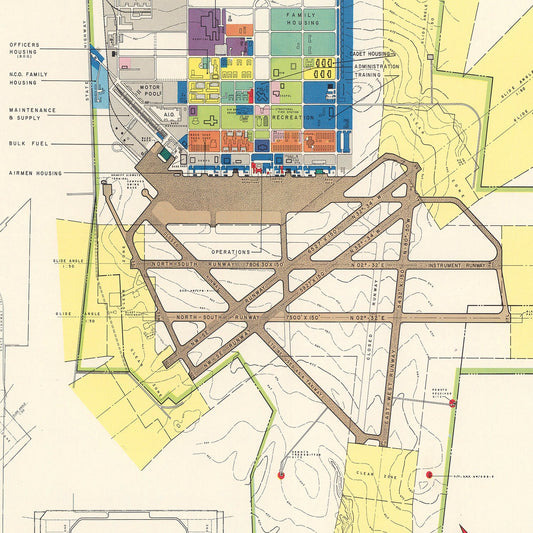 Vintage Map of Laredo Air Force Base, Texas, 1951