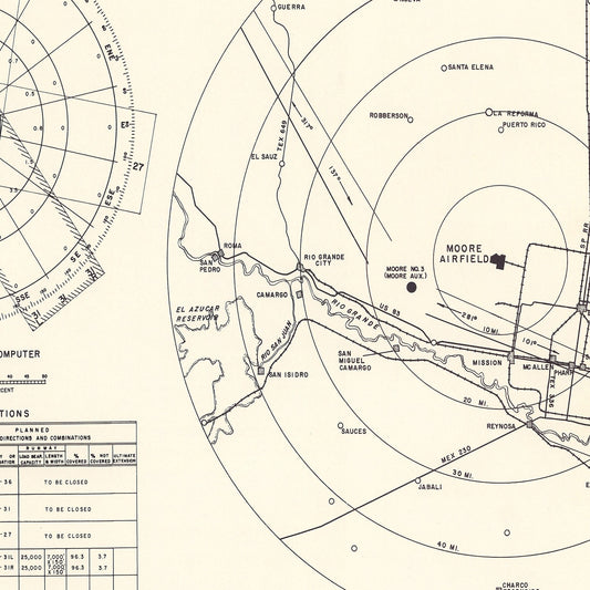 Vintage Map of Moore Air Field Vicinity, Texas, 1952
