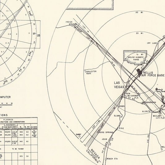 Vintage Map of Nellis Air Force Base Vicinity, Nevada, 1951