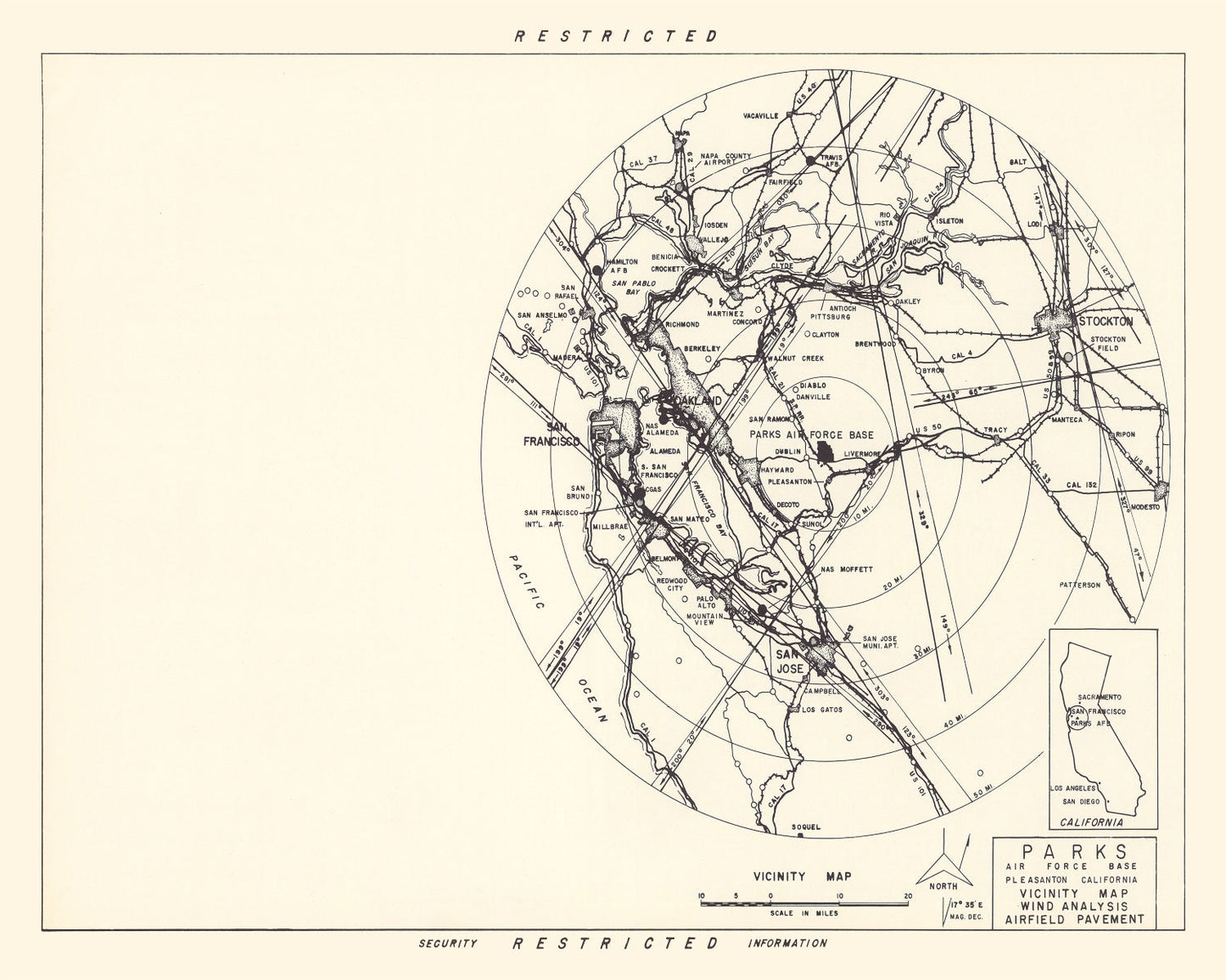 Vintage Map of Parks Air Force Base Vicinity, California, 1951