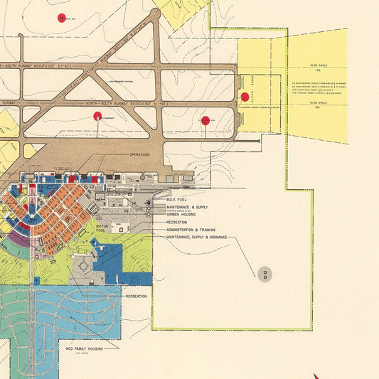 Vintage Map of Perrin Air Force Base, Sherman, Texas, 1952