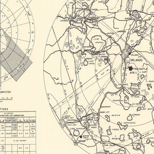 Vintage Map of Pinecastle Air Force Base Vicinity, Florida, 1952