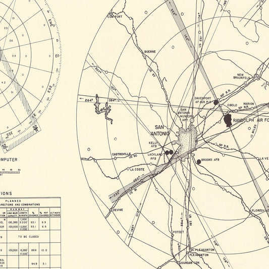 Vintage Map of Randolph Air Force Base, Texas, 1950