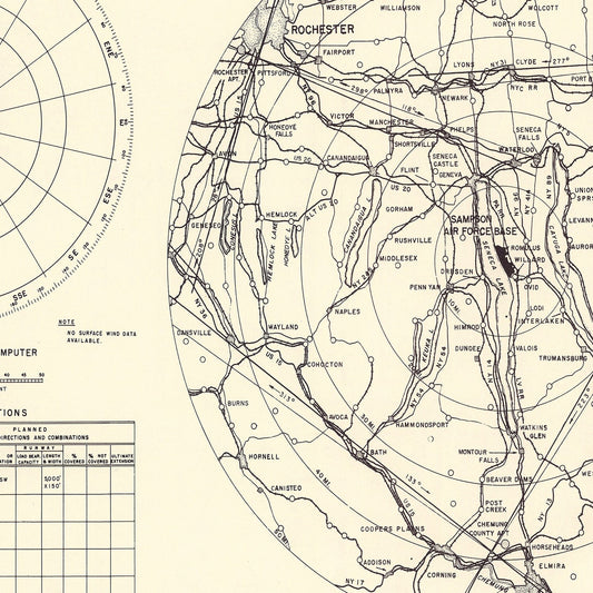 Vintage Map of Sampson Air Force Base, New York, 1951