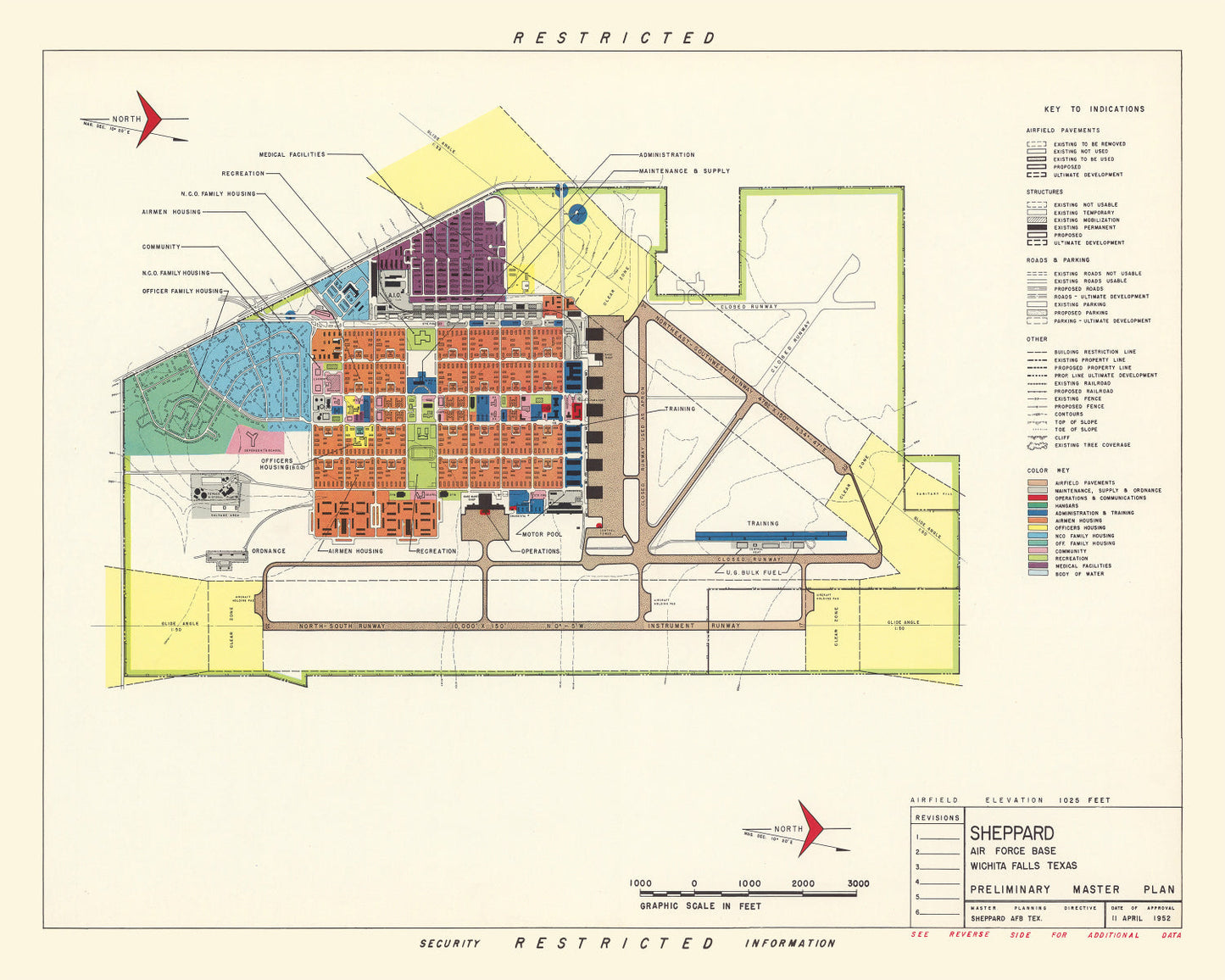 Vintage Map of Wichita Falls, Texas, 1952
