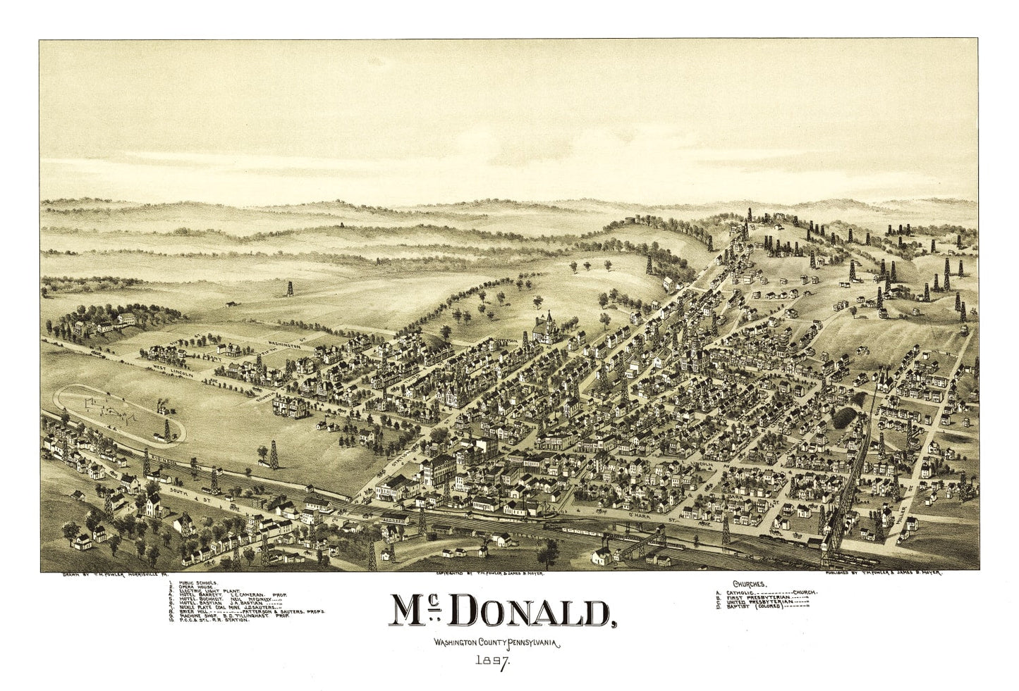 Vintage Map of McDonald, Pennsylvania, 1897