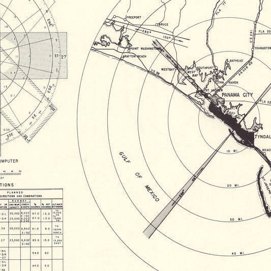 Vintage Map of Tyndall Air Force Base Vicinity, Florida, 1952