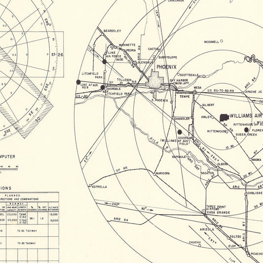 Vintage Map of Williams Air Force Base Vicinity, 1952