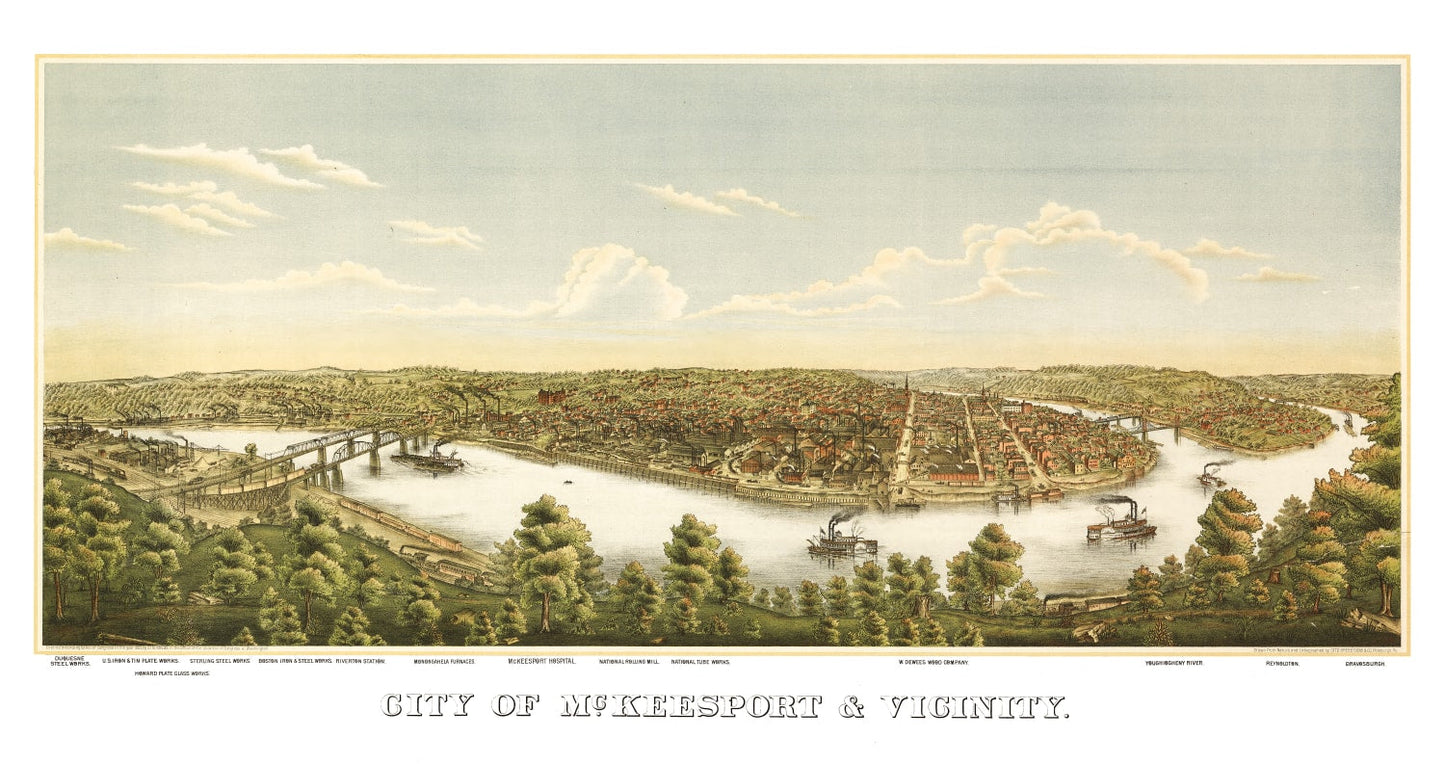 Vintage Map of McKeesport, Pennsylvania, 1893