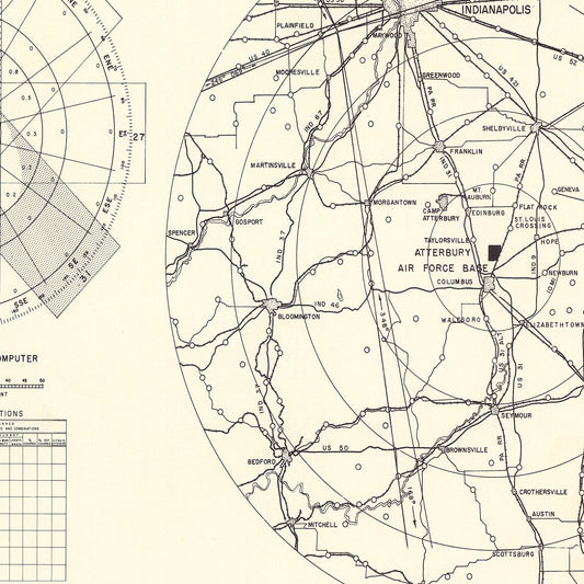 Vintage Map of Atterbury Air Force Base Vicinity, Indiana, 1953