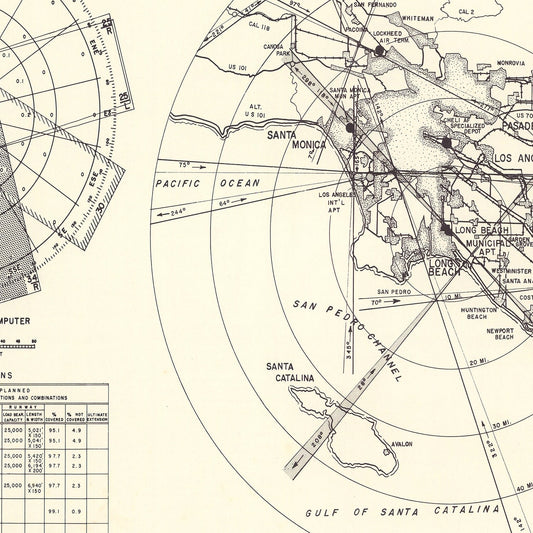 Vintage Map of Long Beach Municipal Airport Vicinity, 1952
