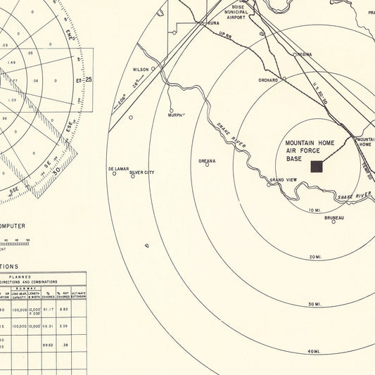 Vintage Map of Mountain Home Air Force Base Vicinity, Idaho, 1952
