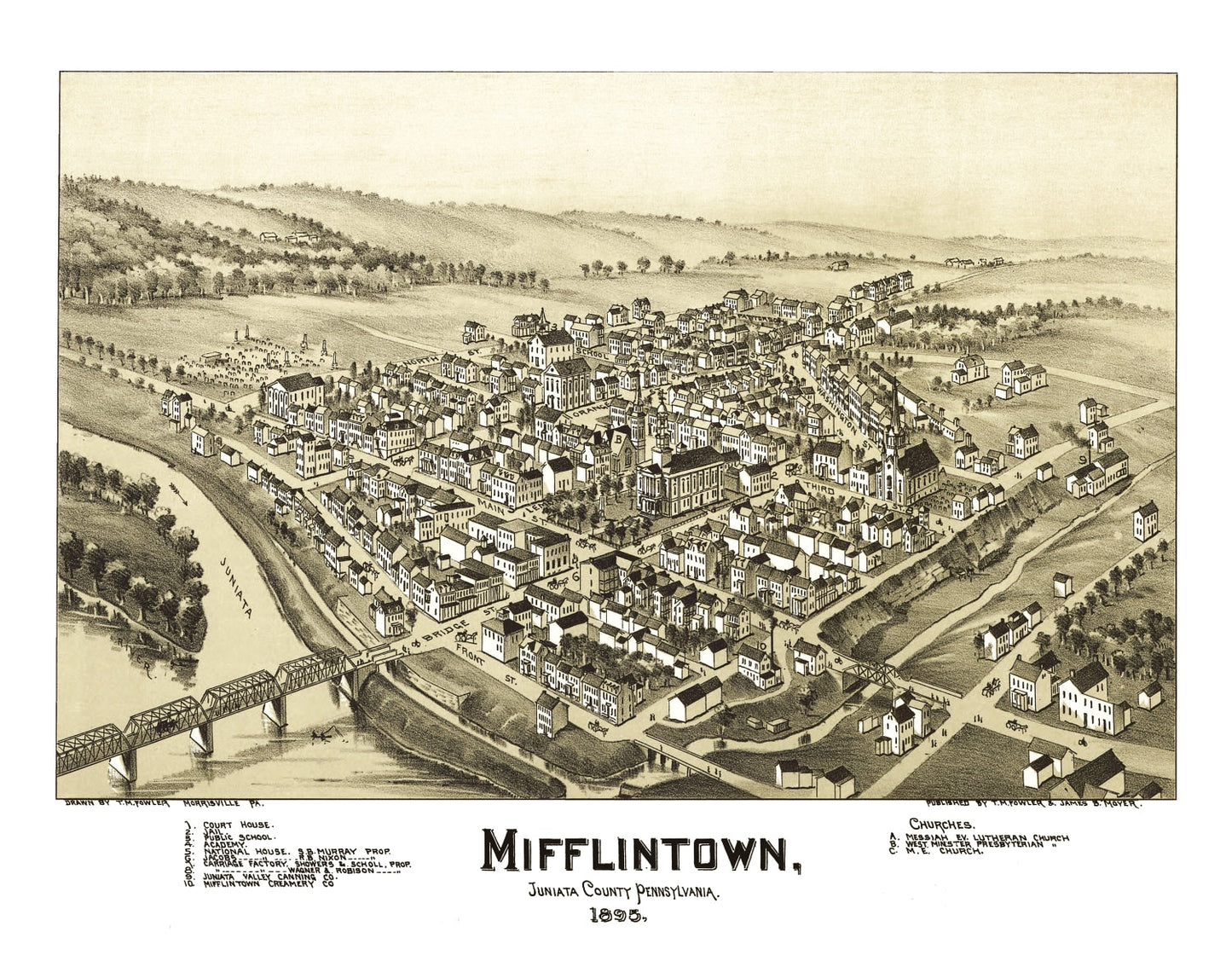 Vintage Map of Mifflintown, Pennsylvania, 1895