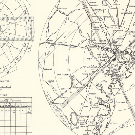 Vintage Map of Hunter Air Force Base Vicinity, Georgia, 1951