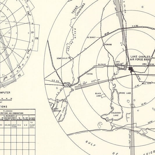 Vintage Map of Lake Charles Air Force Base Vicinity, Louisiana, 1951