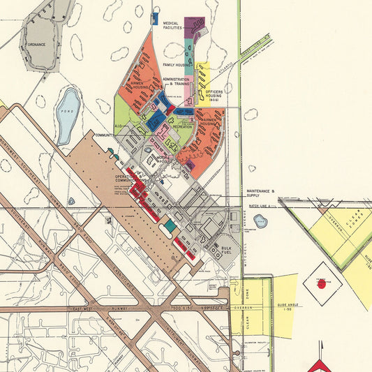 Vintage Map of Lakeland Air Force Base, Florida, 1952