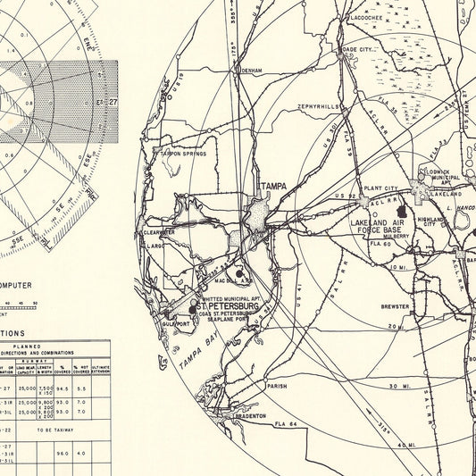 Vintage Map of Lakeland Air Force Base Vicinity, Florida, 1952
