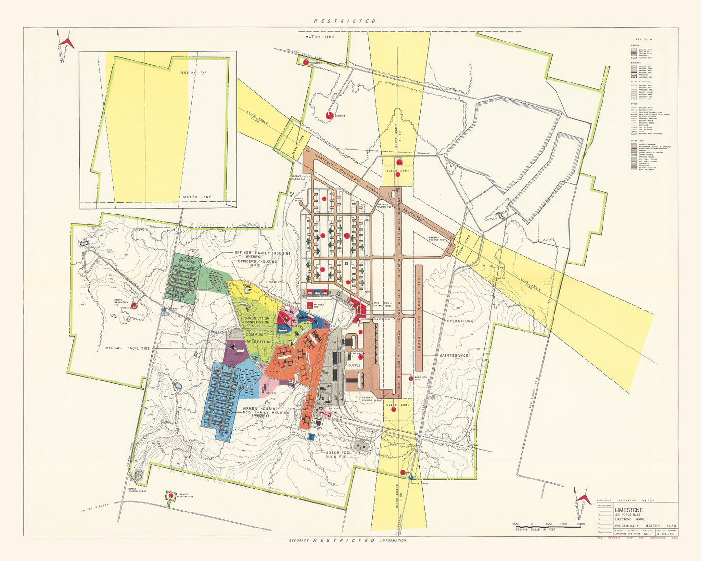 Vintage Map of Limestone Air Force Base, Maine, 1951