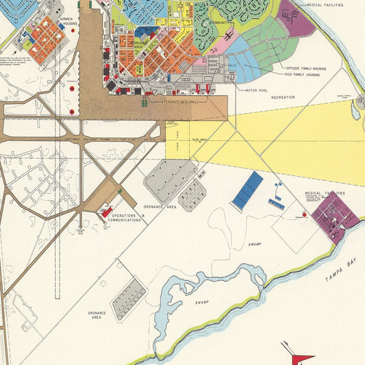 Vintage Map of MacDill Air Force Base, Tampa, 1951