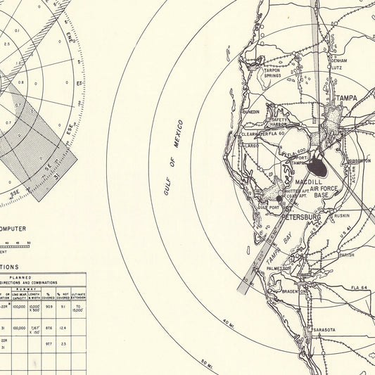 Vintage Map of MacDill Air Force Base Vicinity, Florida, 1951