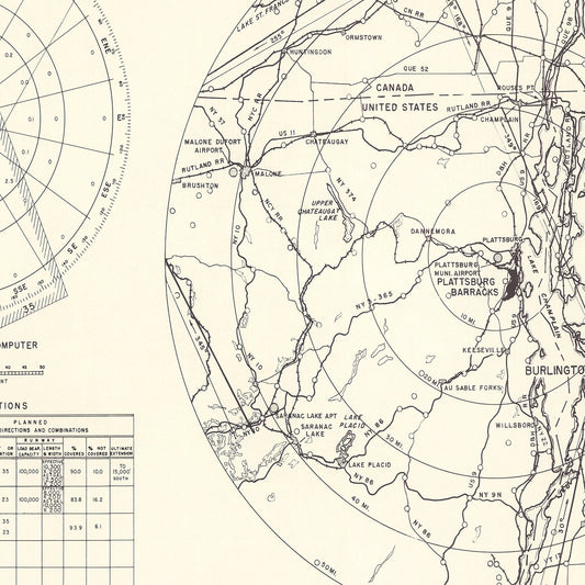 Vintage Map of Plattsburgh Barracks Vicinity, New York, 1952
