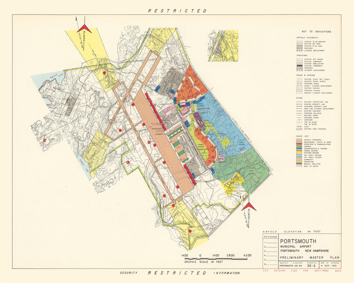 Vintage Map of Portsmouth Municipal Airport, 1951