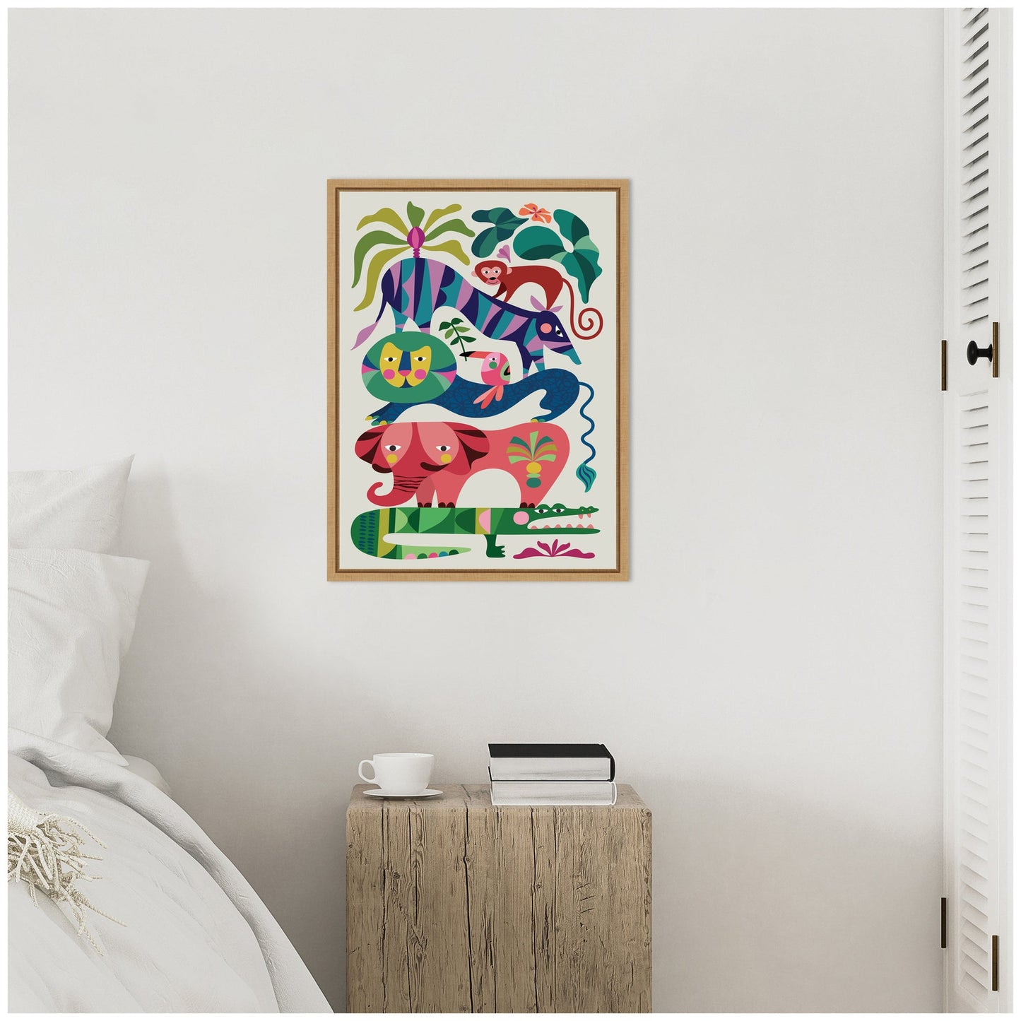 Safari Animals Framed Canvas Wall Art