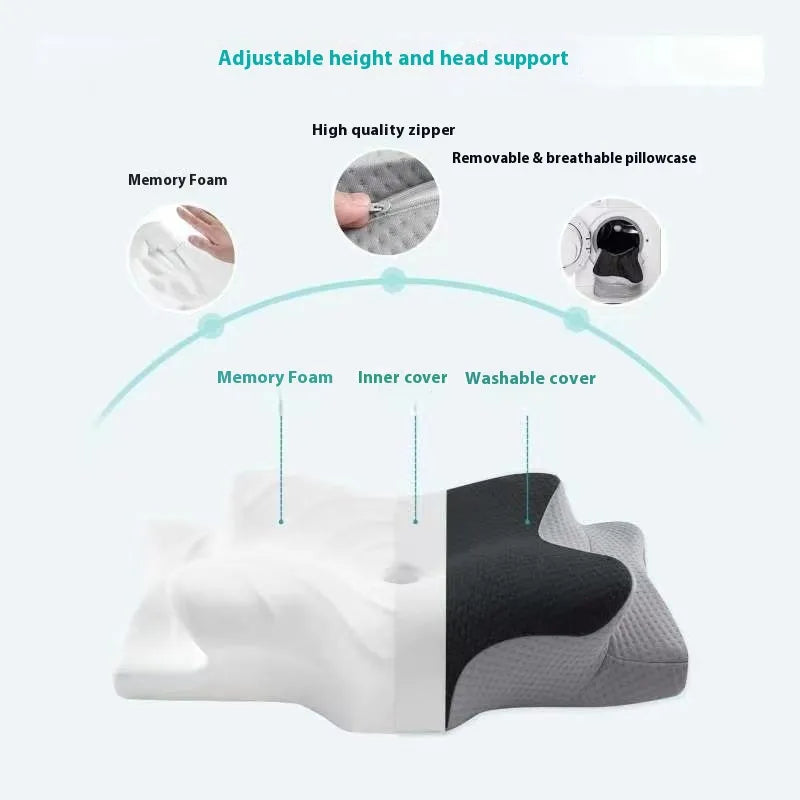 Pillow with features highlighted on a white background