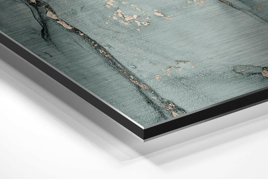 Sage Green Copper Marble Metal Wall Art
