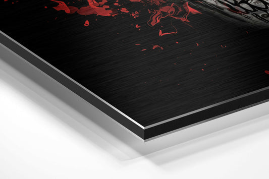 Red Splatter Sugar Skull Metal Wall Art