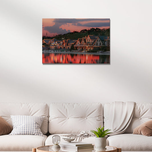Philadelphia Boathouse Row canvas shown in a styled room setting, view 2