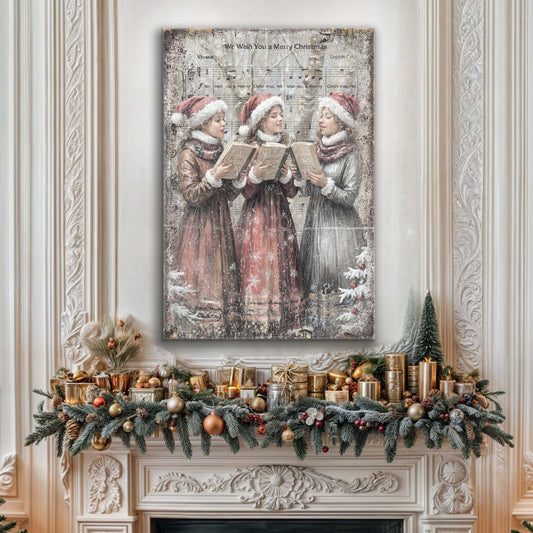 Vintage Christmas Carolers Canvas Wall Art