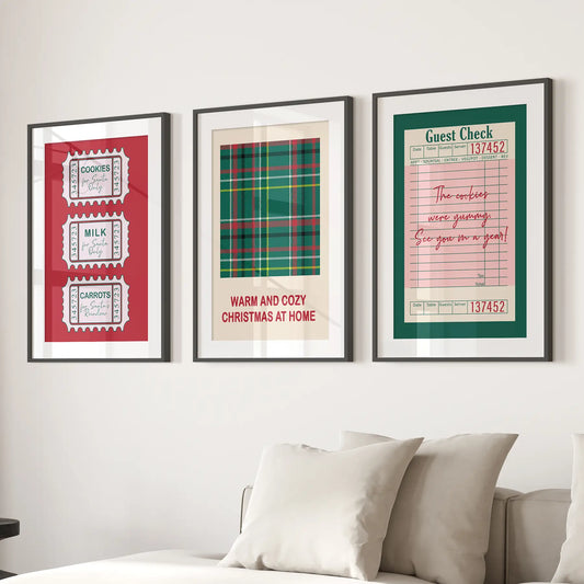 Cozy Christmas Seasonal Wall Art Set of 3 Prints